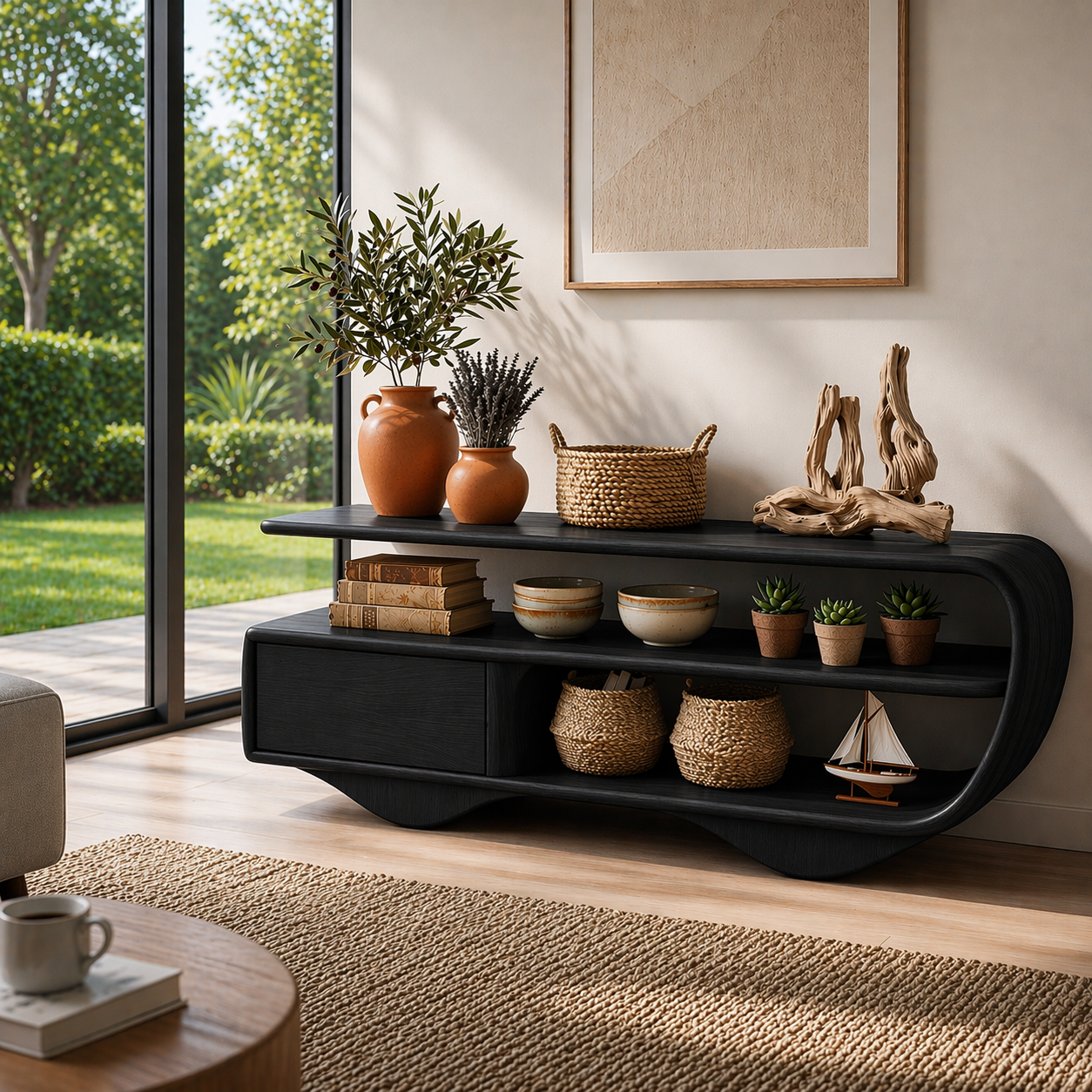 Modern Solid Wood Console Sideboard – Minimalist Storage Cabinet for Living Room - view 4 of 7