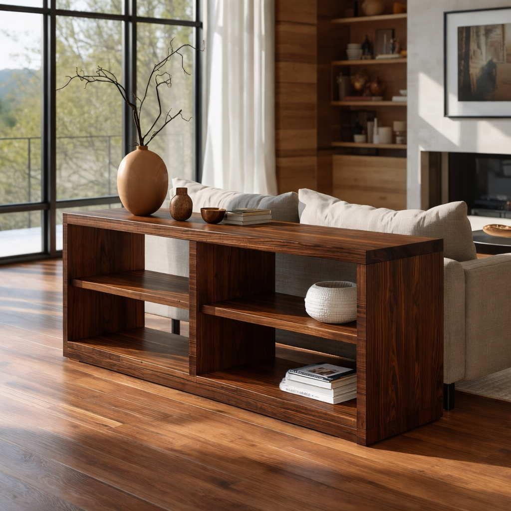 Modern Solid Wood Console Cabinet with Open Shelving – Stylish Living Room Storage - view 2 of 7
