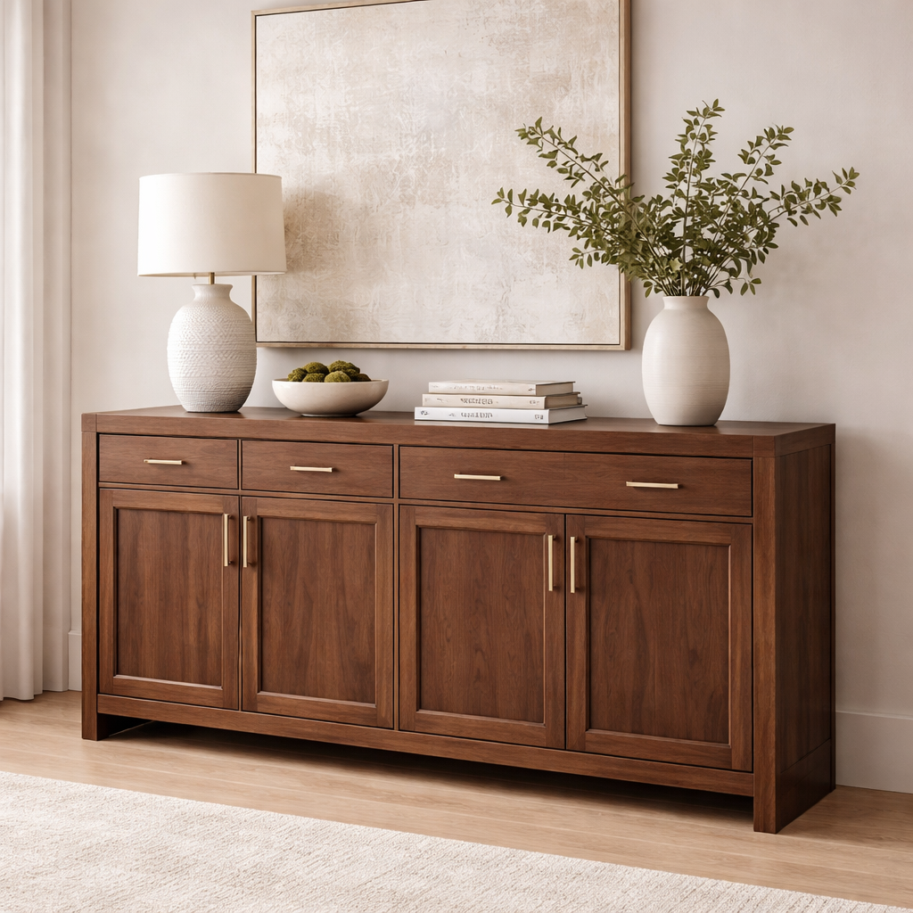 Solid Wood Console Cabinet with Drawers and Door Storage for Living Room - view 3 of 7