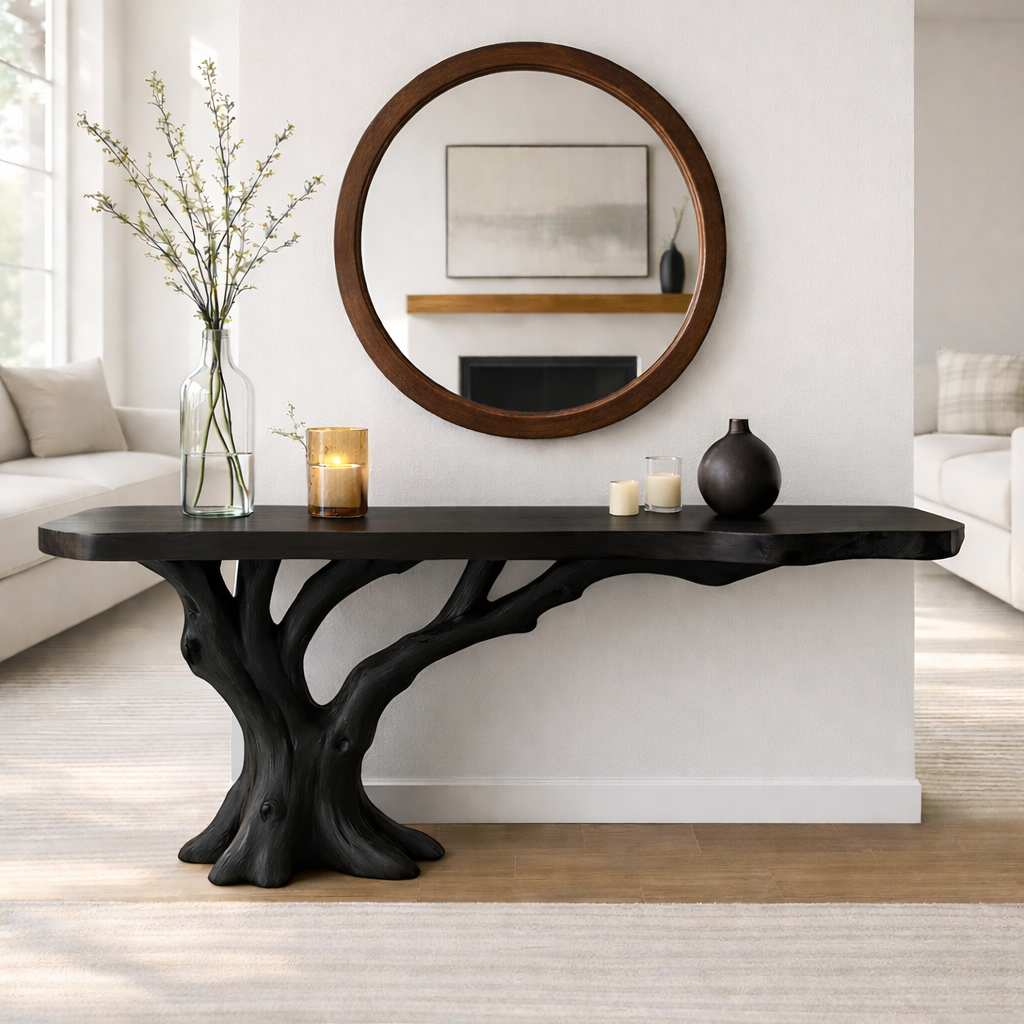 Tree Root Solid Wood Console Table, Organic Sculptural Entryway Table - view 7 of 7