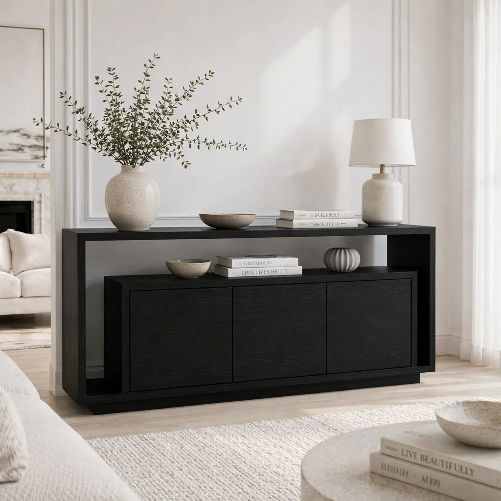 Solid Wood Console Sideboard – Minimalist Modern Storage Cabinet for Living Room - view 4 of 7