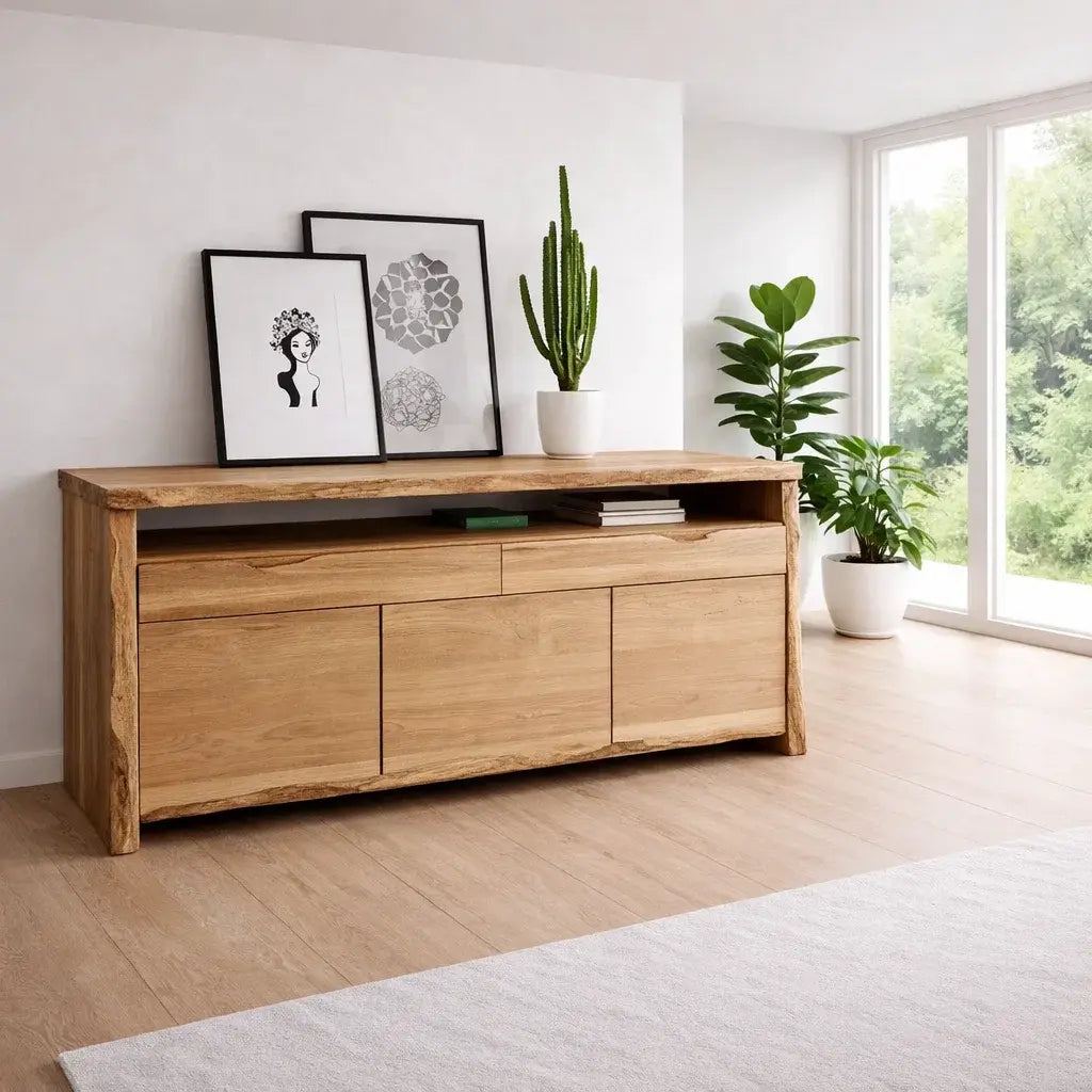 Solid Wood Console Table Modern Sideboard with Storage Cabinet - view 1 of 7