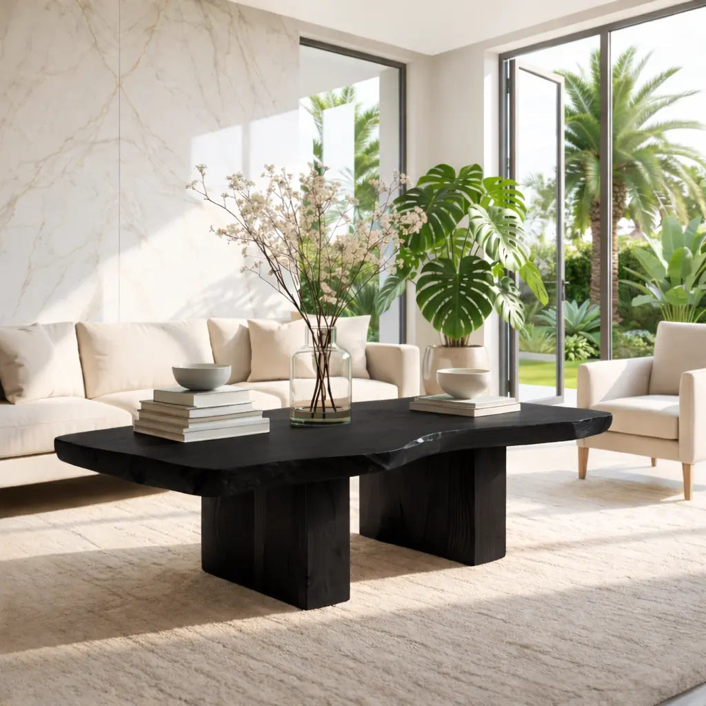 Handcrafted Natural Wood Coffee Table with Sculptural Design - view 4 of 7