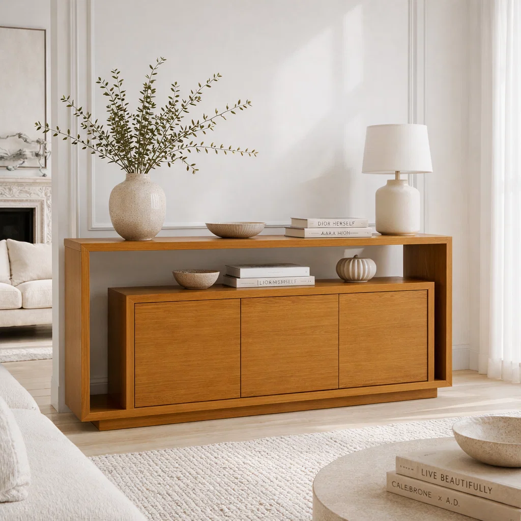 Solid Wood Console Sideboard – Minimalist Modern Storage Cabinet for Living Room - view 3 of 7