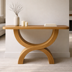 Modern Solid Wood Console Table, Sculptural Arch Base Entryway Hallway Statement Furniture - view 1 of 7
