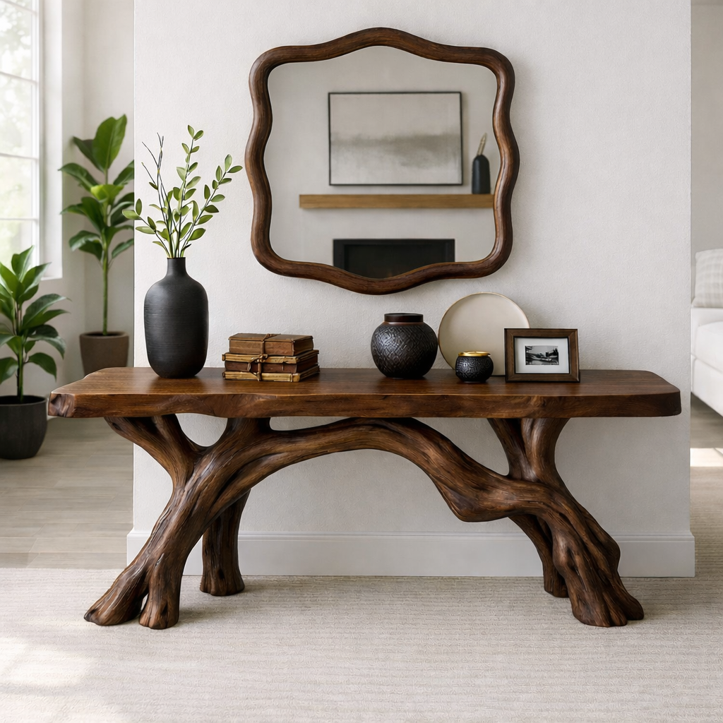 Tree Branch Solid Wood Console Table, Sculptural Organic Entryway Table - view 5 of 7