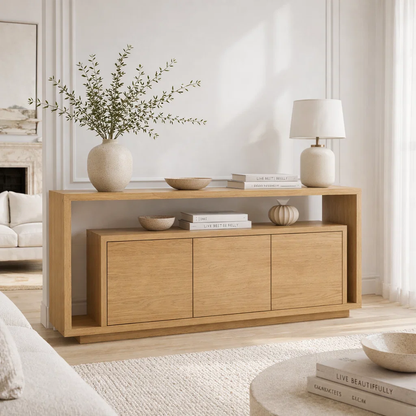Solid Wood Console Sideboard – Minimalist Modern Storage Cabinet for Living Room - view 1 of 7