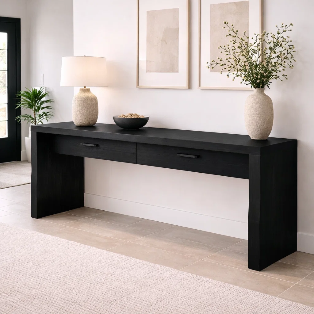 Solid Wood Console Table with Drawers – Modern Entryway Storage Cabinet - view 4 of 7