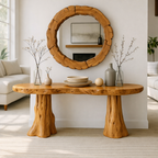 Rustic Solid Wood Console Table, Natural Tree Trunk Base Entryway Hallway Furniture - view 1 of 7