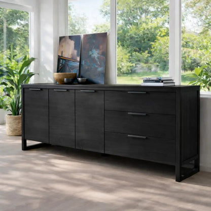 Solid Wood Modern Console Table with Drawers and Cabinet Storage - view 4 of 7