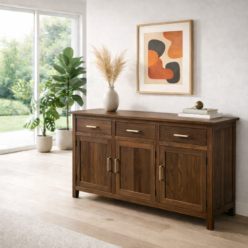 Farmhouse Sideboard Cabinet with 3 Drawers and Doors – Wooden Storage Buffet - view 2 of 7