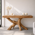 Rustic Solid Wood Console Table, Natural Tree Root Base Entryway Hallway Statement Furniture - view 1 of 7