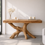 Rustic Solid Wood Console Table, Natural Tree Root Base Entryway Hallway Statement Furniture - view 1 of 7