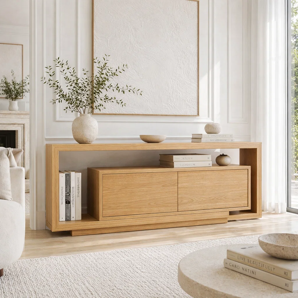 Solid Wood Console Sideboard – Modern Storage Cabinet with Clean Design - view 1 of 7