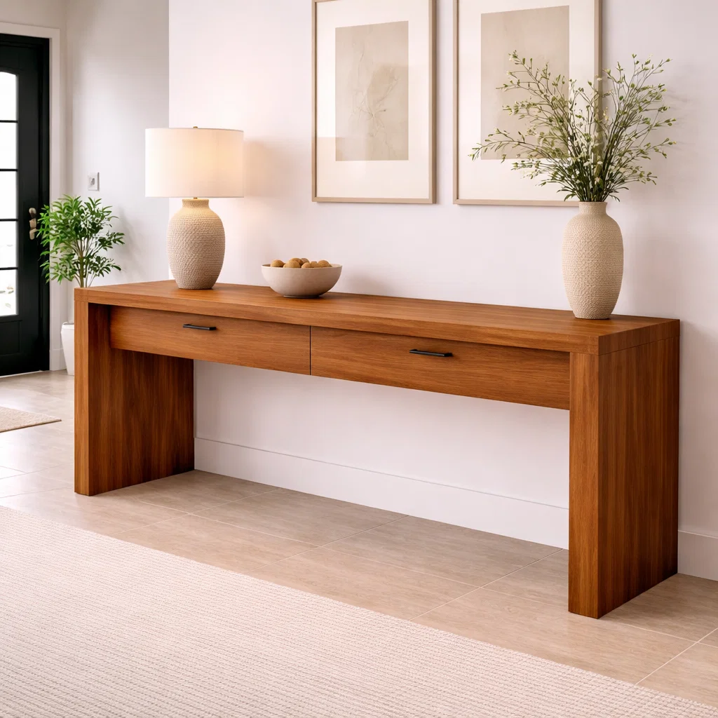 Solid Wood Console Table with Drawers – Modern Entryway Storage Cabinet - view 3 of 7