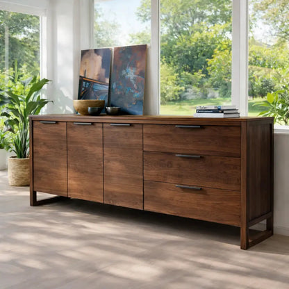 Solid Wood Modern Console Table with Drawers and Cabinet Storage - view 2 of 7