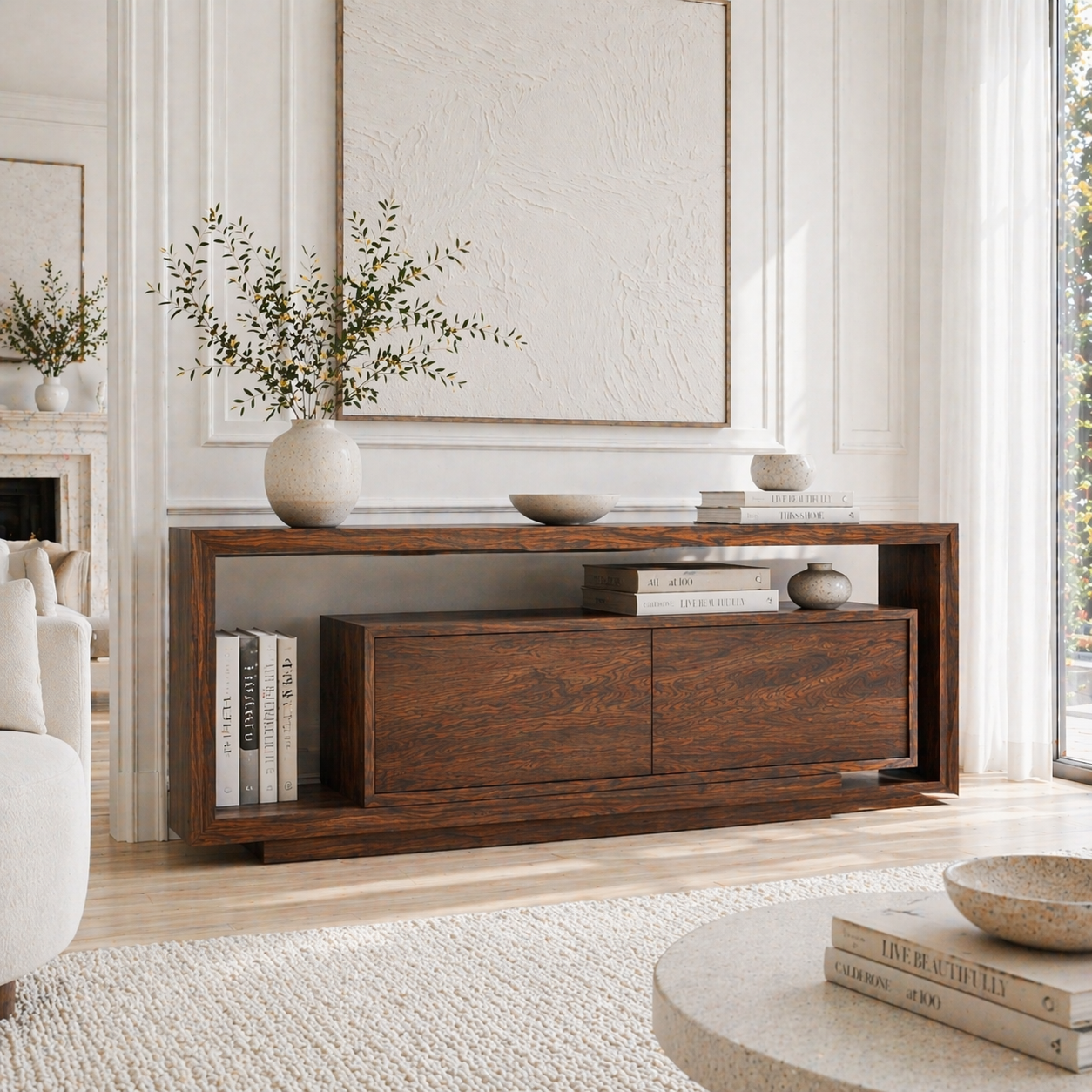 Solid Wood Console Sideboard – Modern Storage Cabinet with Clean Design - view 2 of 7