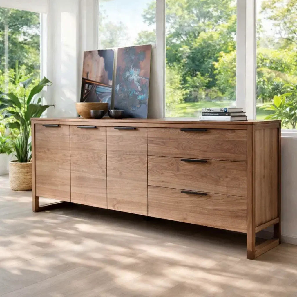 Solid Wood Modern Console Table with Drawers and Cabinet Storage - view 1 of 7