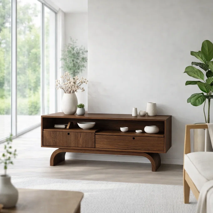 Solid Wood Sideboard Console with Drawers – Minimalist Storage Cabinet - view 2 of 7