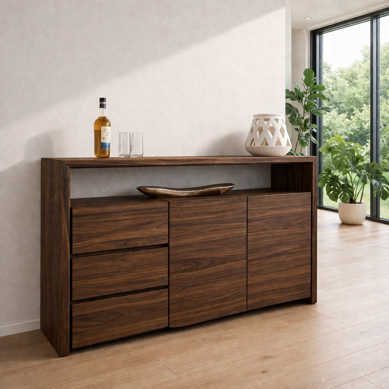 Modern Sideboard Cabinet with Drawers and Doors – Minimalist Storage Console - view 2 of 7