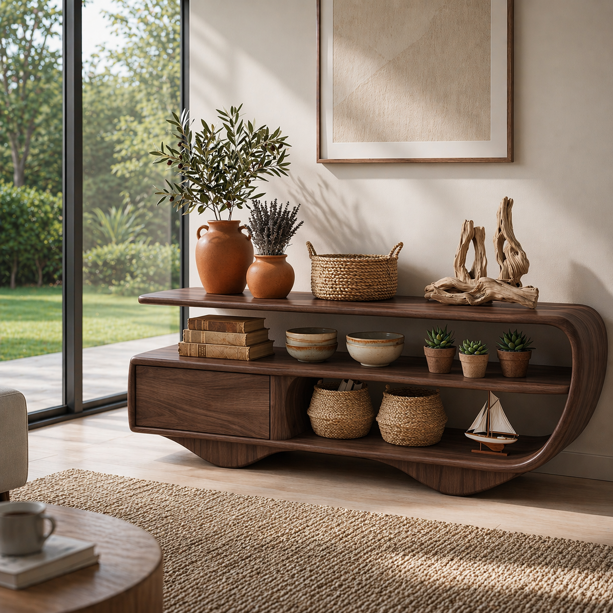 Modern Solid Wood Console Sideboard – Minimalist Storage Cabinet for Living Room - view 2 of 7