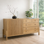 Fluted Panel Sideboard Cabinet with 4 Drawers – Contemporary Storage Console - view 1 of 7