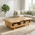 Handcrafted Walnut Coffee Table with Storage, Natural Wood Living Room Furniture - view 1 of 7