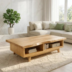 Handcrafted Walnut Coffee Table with Storage, Natural Wood Living Room Furniture - view 1 of 7