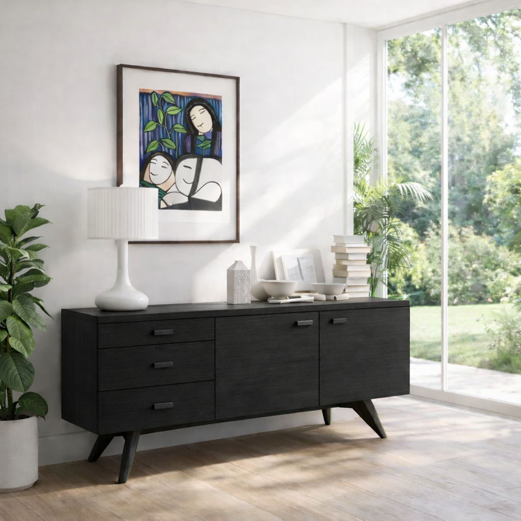 Mid Century Sideboard Cabinet with Drawers and Doors - view 4 of 7