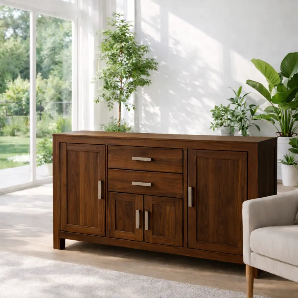 Modern Solid Wood Sideboard Console Table with Multi Storage Compartments - view 2 of 7