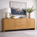 Solid Wood Console Table with Drawers and Cabinets – Modern Walnut Sideboard - view 1 of 7