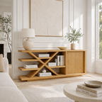 Modern Solid Wood Console Sideboard – Minimalist Walnut Storage Cabinet - view 1 of 7
