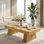 Rustic Wooden Coffee Table with Stone Inlay, Handmade Living Room Furniture - view 1 of 7