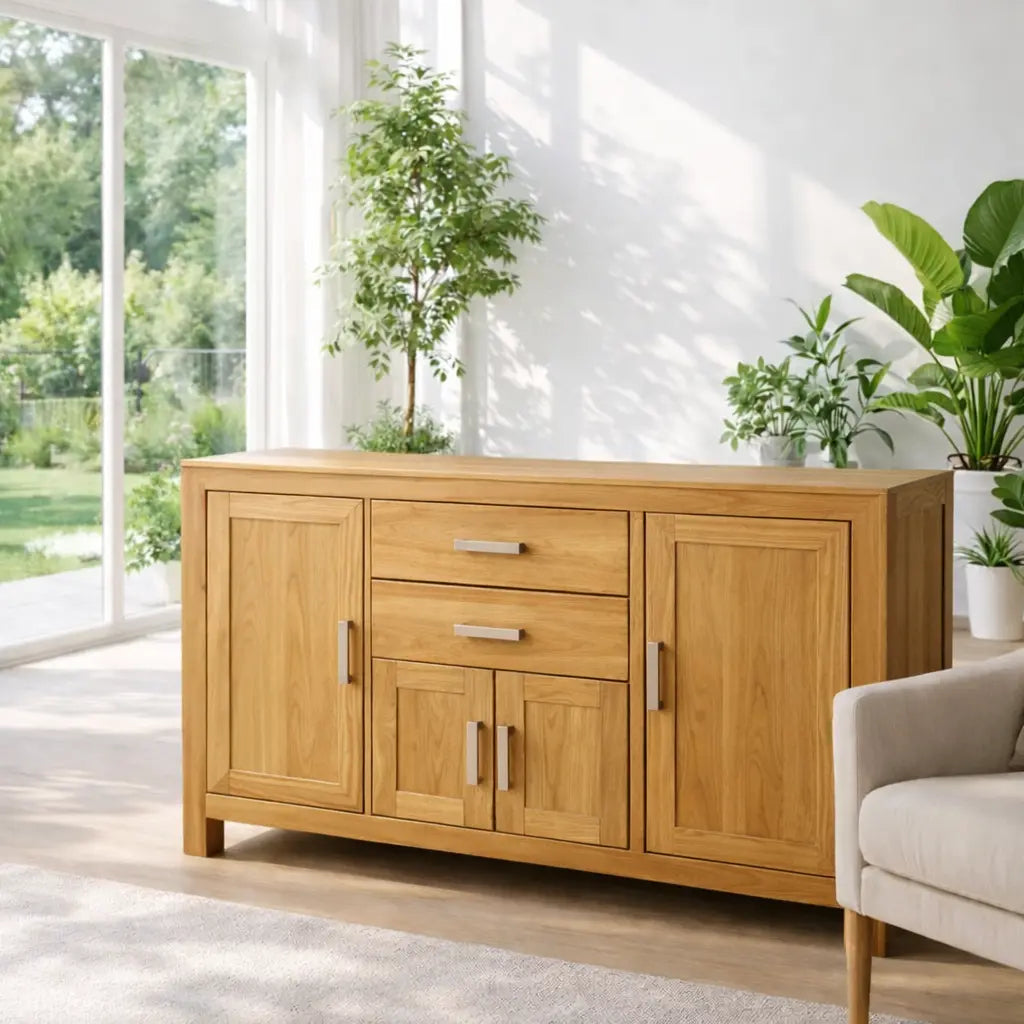 Modern Solid Wood Sideboard Console Table with Multi Storage Compartments - view 1 of 7
