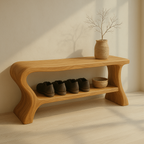Minimalist Wooden Shoe Storage Bench – Solid Wood Entryway Bench with Shelf - view 1 of 7
