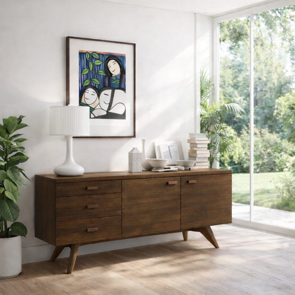 Mid Century Sideboard Cabinet with Drawers and Doors - view 2 of 7