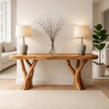 Rustic Solid Wood Console Table, Sculptural Branch Base Entryway Hallway Furniture - view 1 of 7