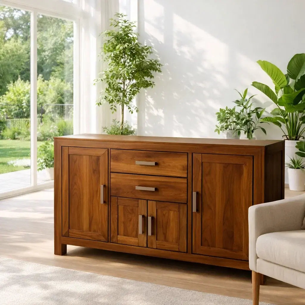 Modern Solid Wood Sideboard Console Table with Multi Storage Compartments - view 3 of 7
