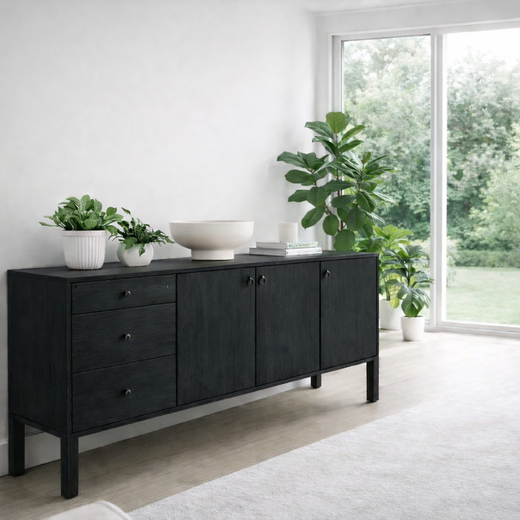 Scandinavian Sideboard Cabinet with Drawers and Doors – Clean Storage Console - view 4 of 7