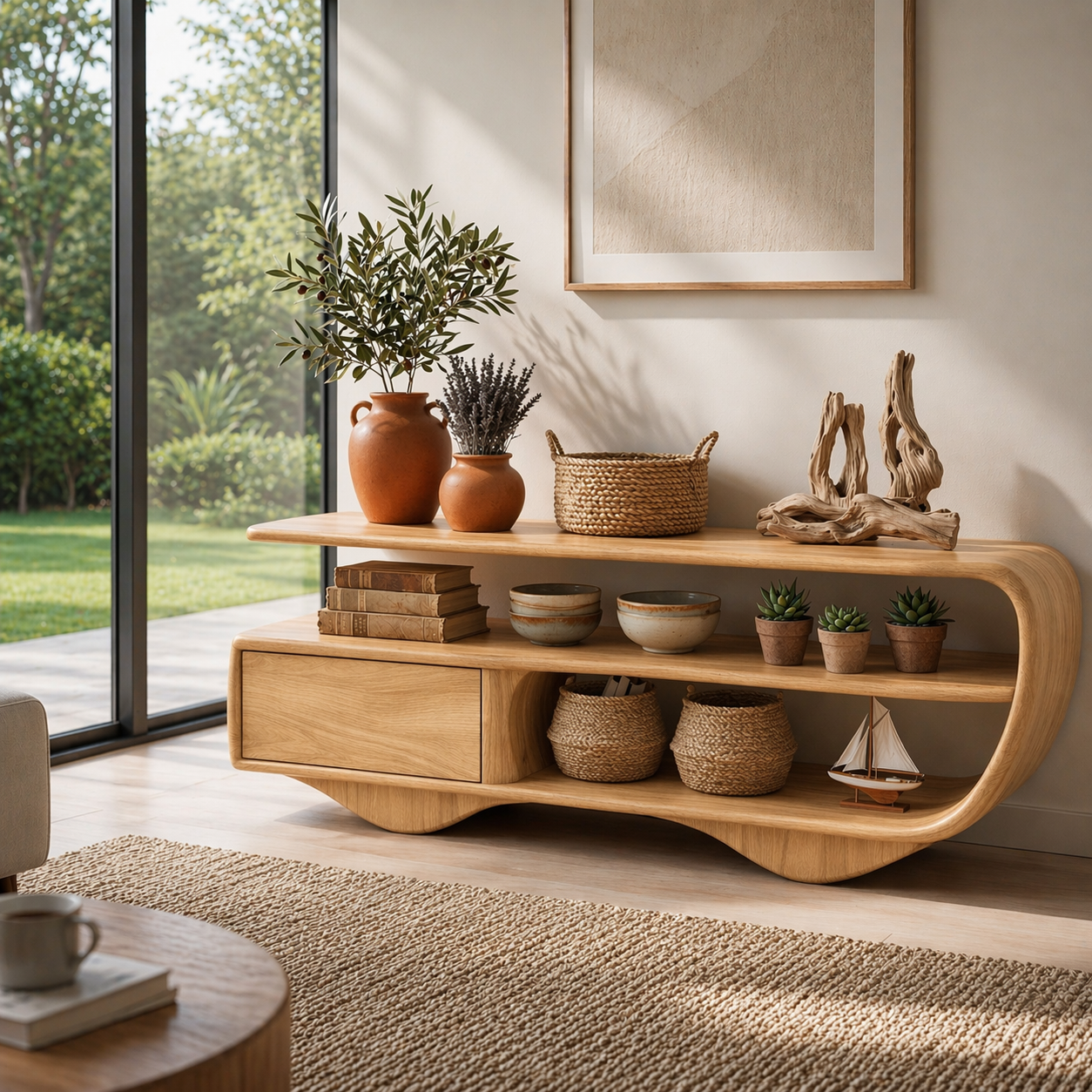 Modern Solid Wood Console Sideboard – Minimalist Storage Cabinet for Living Room - view 1 of 7