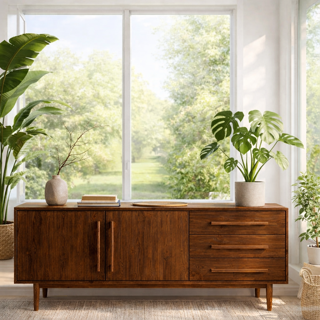 Solid Wood Sideboard Cabinet with Drawers and Doors - view 2 of 7