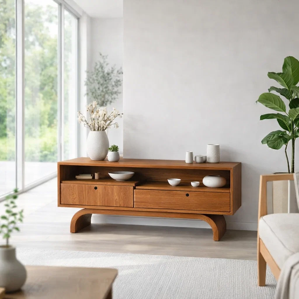 Solid Wood Sideboard Console with Drawers – Minimalist Storage Cabinet - view 3 of 7