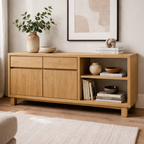 Solid Wood Console Cabinet with Drawers and Open Shelves - view 1 of 7