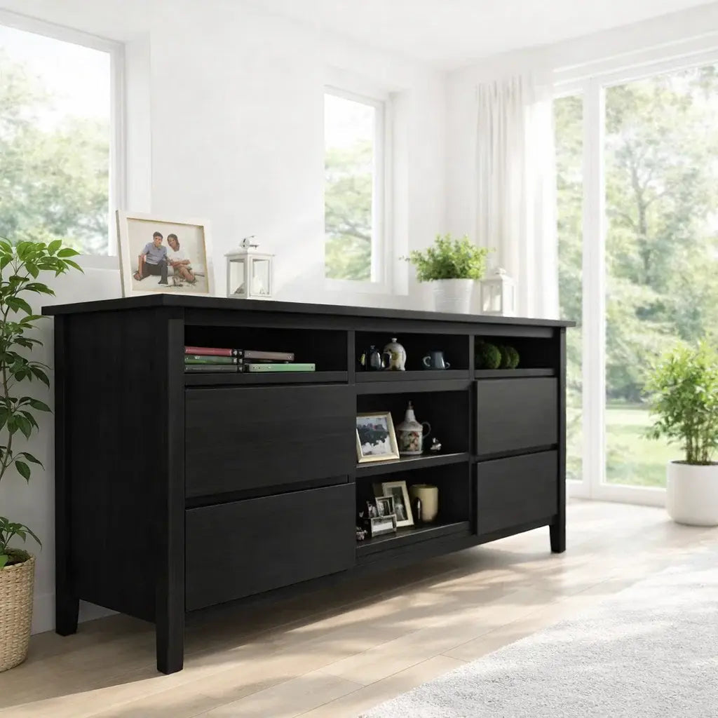 Modern Solid Wood Console Table with Shelves & Storage - view 4 of 7