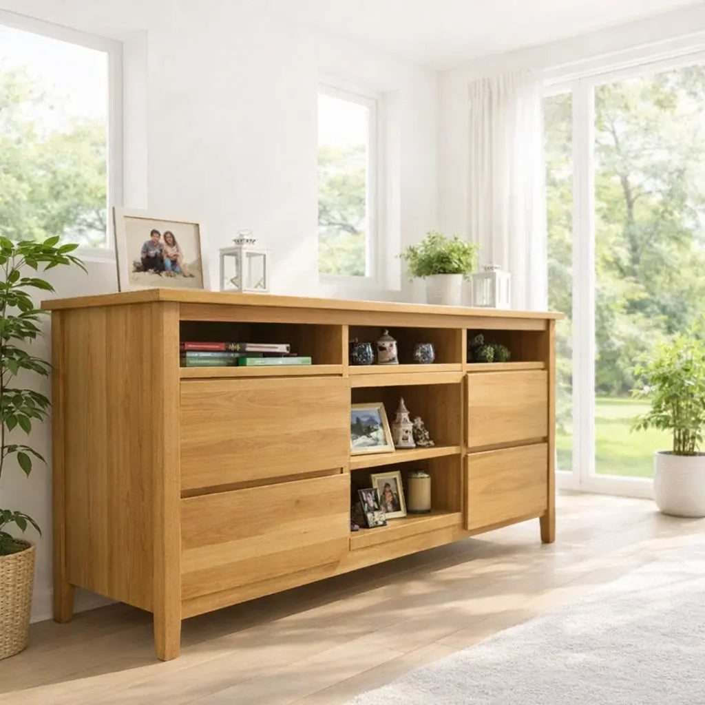 Modern Solid Wood Console Table with Shelves & Storage - view 1 of 7
