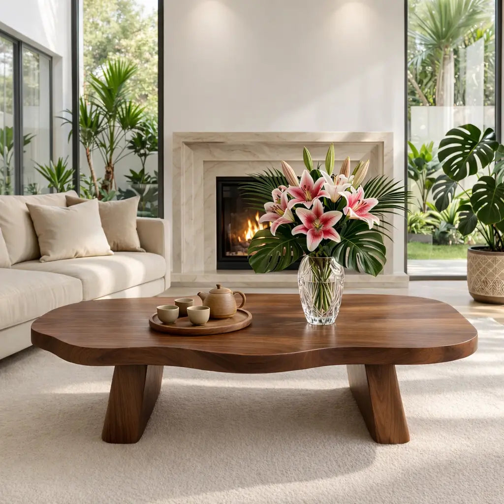 Elegant Live Edge Wooden Coffee Table, Modern and Stylish Living Room Furniture - view 3 of 7