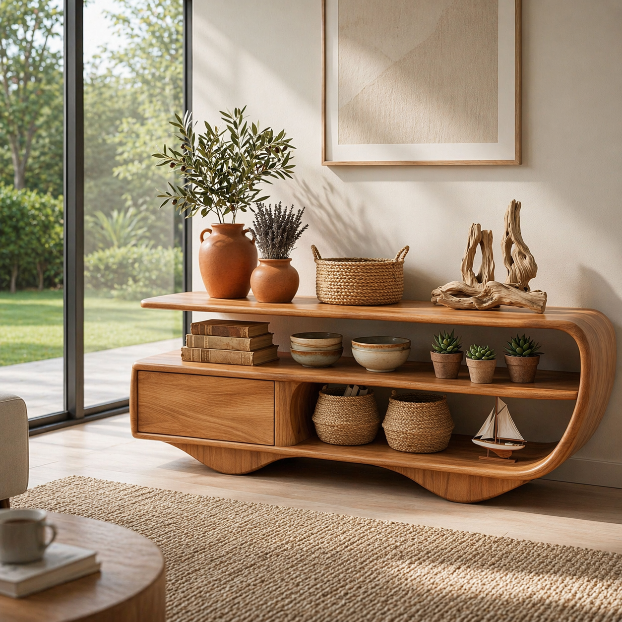 Modern Solid Wood Console Sideboard – Minimalist Storage Cabinet for Living Room - view 3 of 7