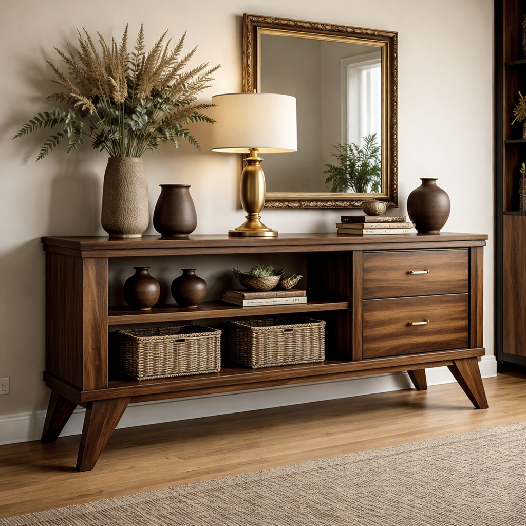 Handcrafted Console Cabinet with Storage - Mid-Century Modern Design - view 2 of 7