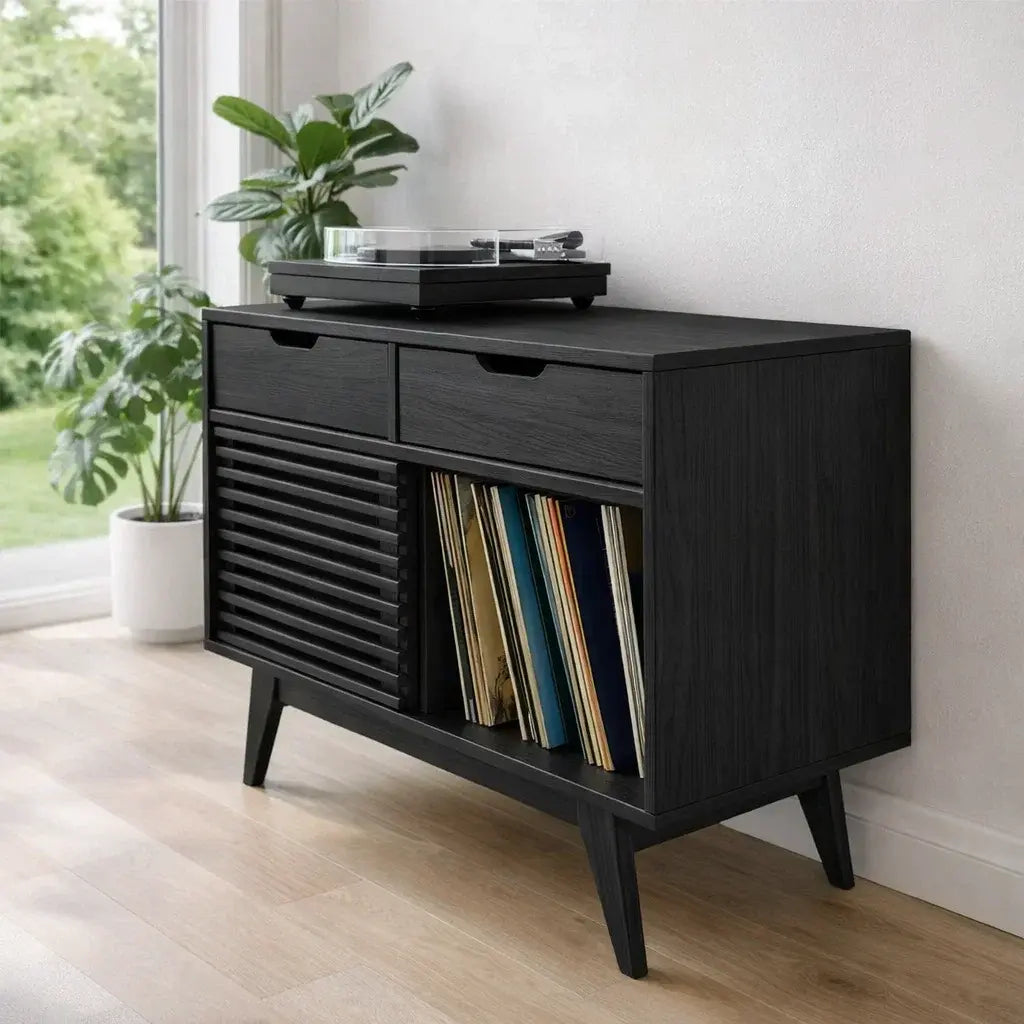 Modern Console Table with Drawers, Sliding Door & Open Storage - view 4 of 7