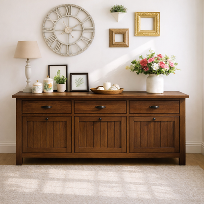 Solid Wood Sideboard Console Table with Drawers and Cabinet, Farmhouse Wood Buffet Storage Cabinet - view 6 of 7